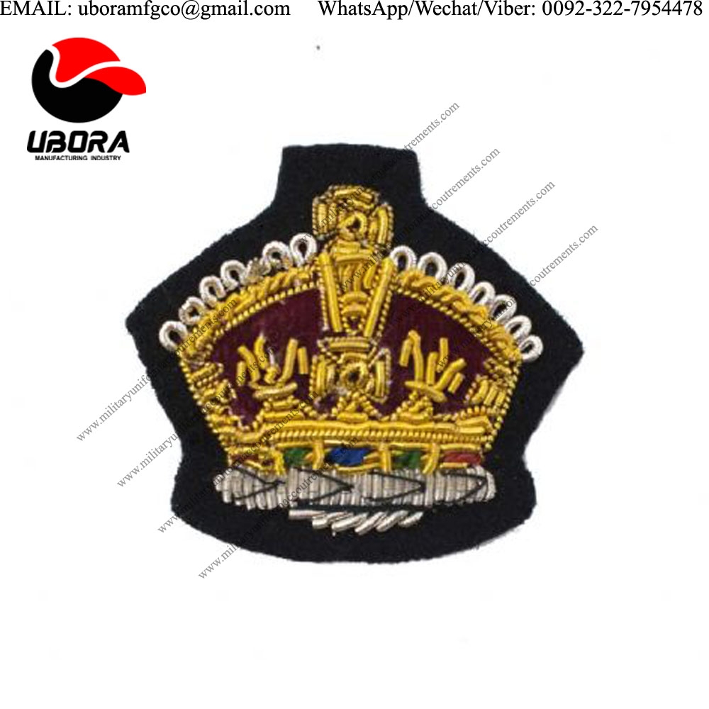 Blazer Badge badge king s crown gold on black 37mm king crown gold bullion wire emblem, queen crown 